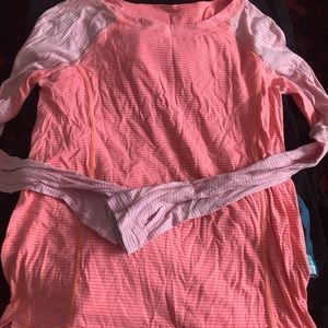 Lululemon active wear striped top in neon orange